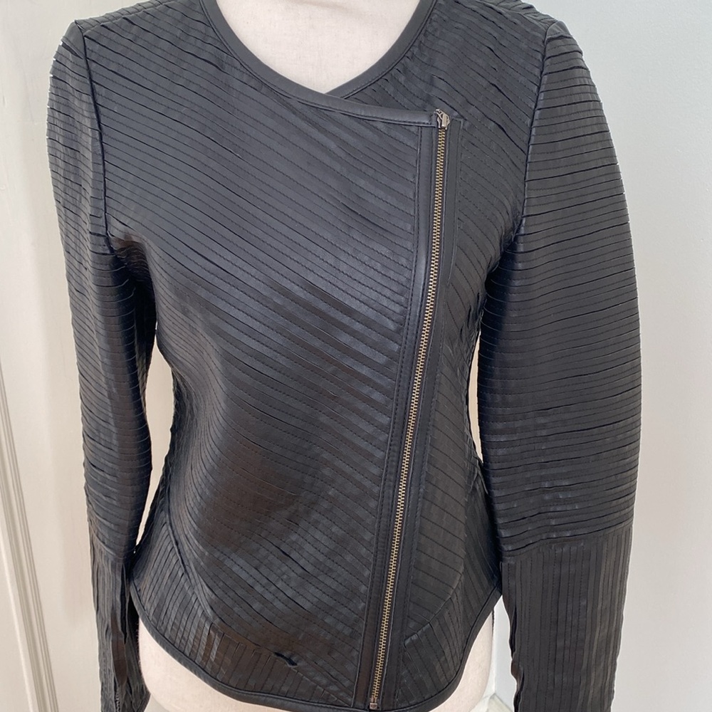 Designer Black Leather Jacket. - image 2